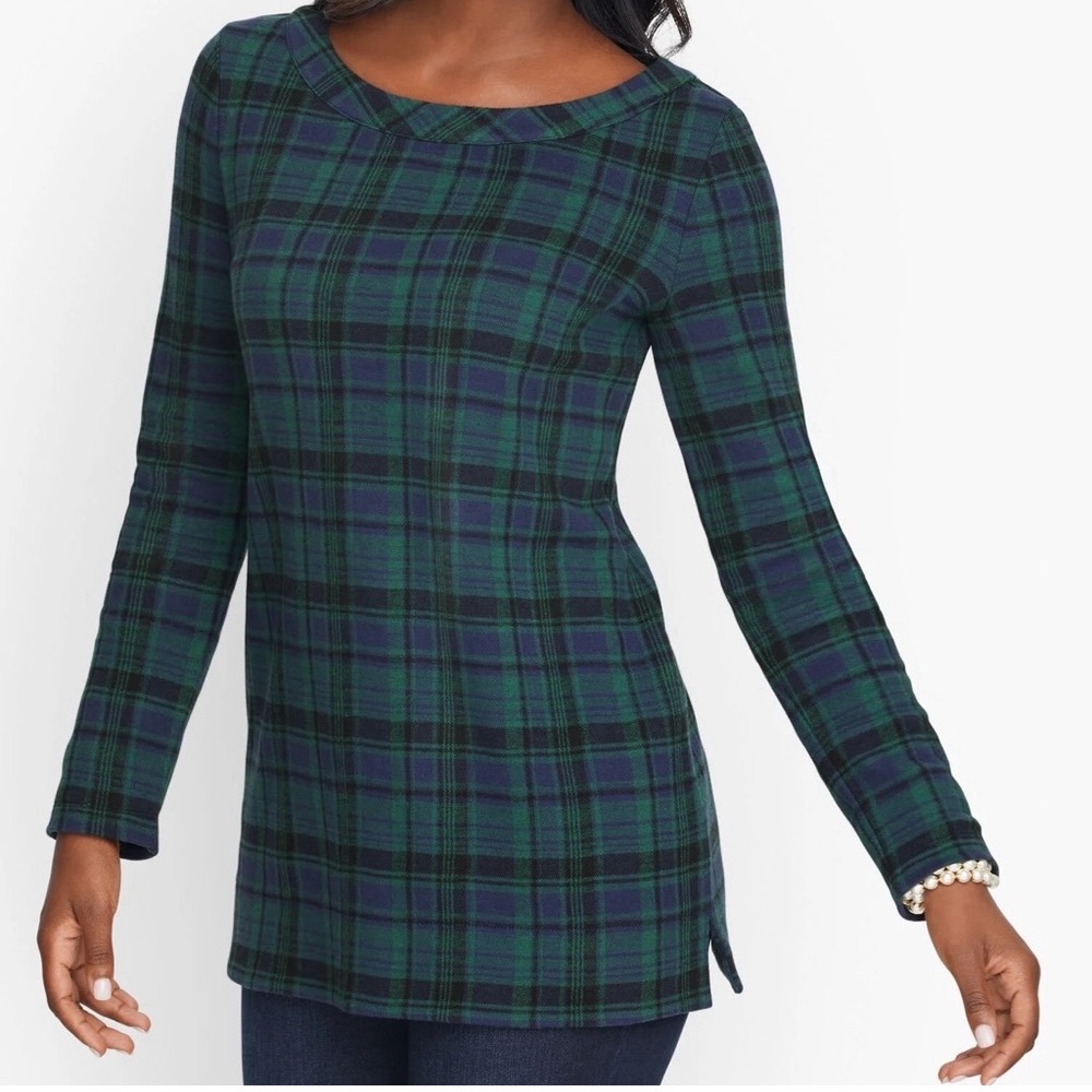 Talbots Green and Blue Plaid Tunic